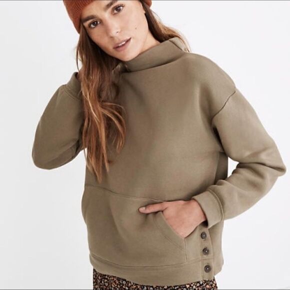 Madewell MWL Betterterry Mockneck Side-Button Sweatshirt - Picture 1 of 8
